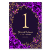 Numéro De Table Quinceañera Or en Pourpre (Dos)