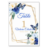 Numéro de table Quinceañera Papillon Or Bleu Royal (Dos)