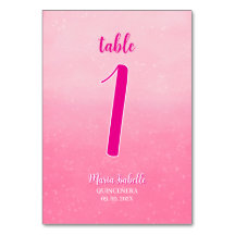 Numéro de table Quinceñera Rose Pailleté