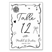 Numéro De Table Quirky noir blanc blanc whimsical noir décontracté (Dos)