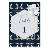 Numéro De Table quitter Motif et cadre Marine Blue Floral Mariage (Par défaut)