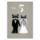 Numéro De Table Raccoons Mariée et Groom mariage réception (Dos)