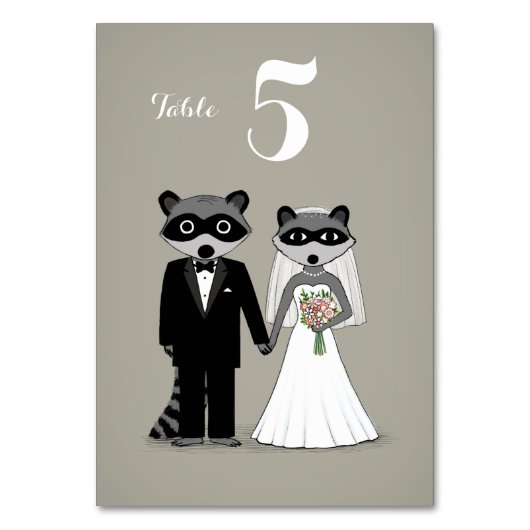 Numéro De Table Raccoons Mariée et Groom mariage réception (Par défaut)