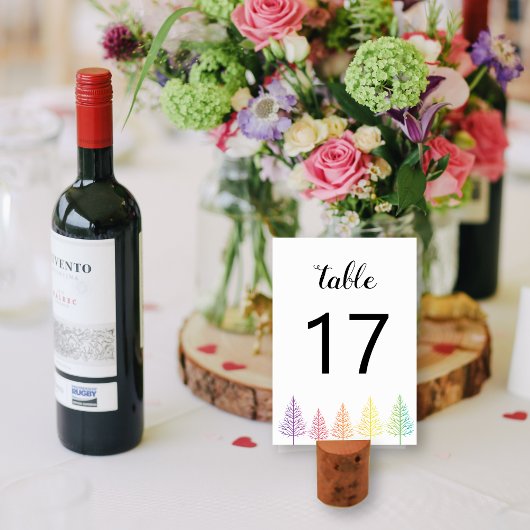 Numéro De Table Rainbow couleurs arbres confetti gay lesbienne mar