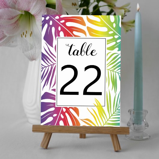 Numéro De Table Rainbow couleurs feuille motif gay lesbienne maria