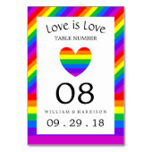 Numéro De Table Rainbow Heart Love is Love Mariage Table No. (Par défaut)