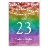 Numéro De Table Rainbow Ombre String Lights Mariage gay (Dos)