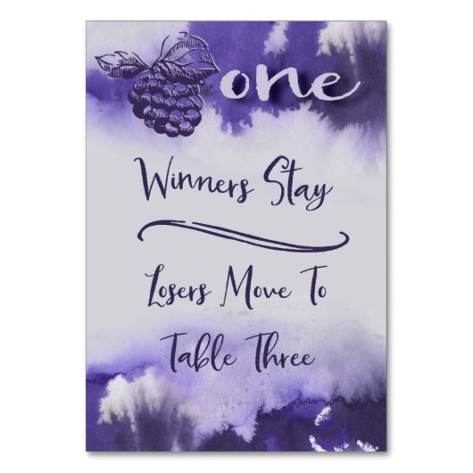 Numéro De Table Raisins de vin Bunco Jolie aquarelle Tableau 1 (Par défaut)