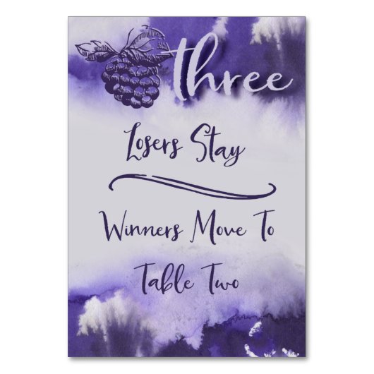 Numéro De Table Raisins de vin Bunco Jolie aquarelle Tableau 3 (Par défaut)