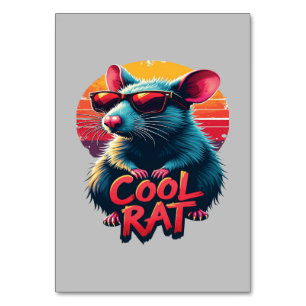 Numéro De Table Rat cool avec lunettes de soleil Retro Sunset Desi