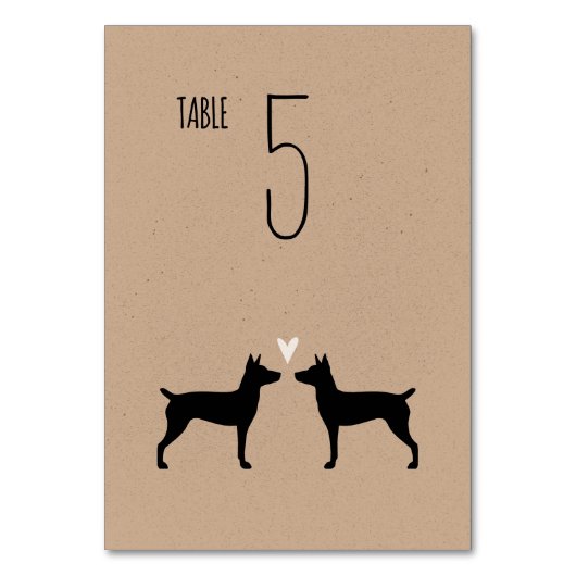 Numéro De Table Rat Terrier Silhouettes Chiens Mariage Réception (Dos)