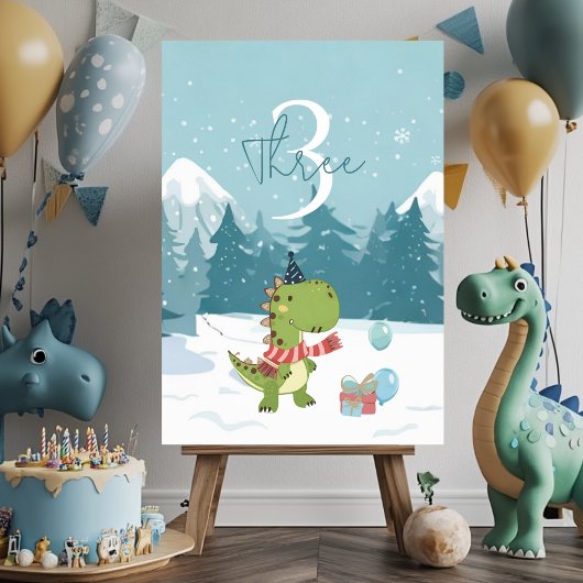 Numéro De Table RAWR-Certains Dinosaures Anniversaire hivernal