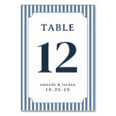 Numéro de table rayé bleu élégant (Dos)
