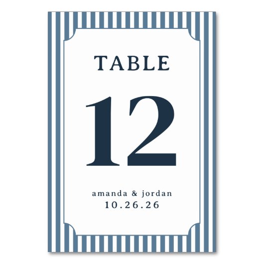 Numéro de table rayé bleu élégant (Par défaut)
