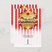 Numéro de table rayé or et blanc pour fête de cirq (Devant / Derrière)