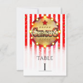 Numéro de table rayé rouge blanc or fête de cirque (Devant)