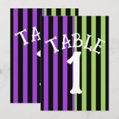 Numéro de Table Rayure Halloween Vert Violet & Noi (Devant / Derrière)