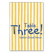 Numéro De Table Rayure jaune gras Mariage (Dos)