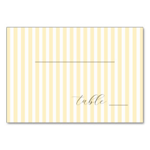 Numéro De Table Rayures Jaune Pâle Élégantes