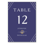 Numéro De Table Rayures nautiques Ancre dorée Mariage bleu marine (Par défaut)