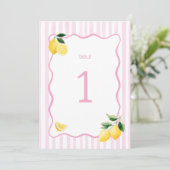Numéro de table rayures roses citron (Debout devant)