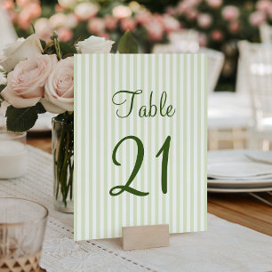 Numéro De Table Rayures vert clair et blanc