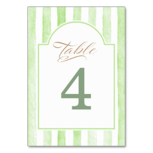 Numéro De Table Rayures Vert Sauge Élégant Baby Shower