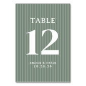 Numéro De Table Rayures Vertes Sophistiquées (Dos)