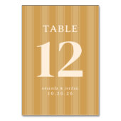 Numéro De Table Rayures verticales beige élégantes (Dos)
