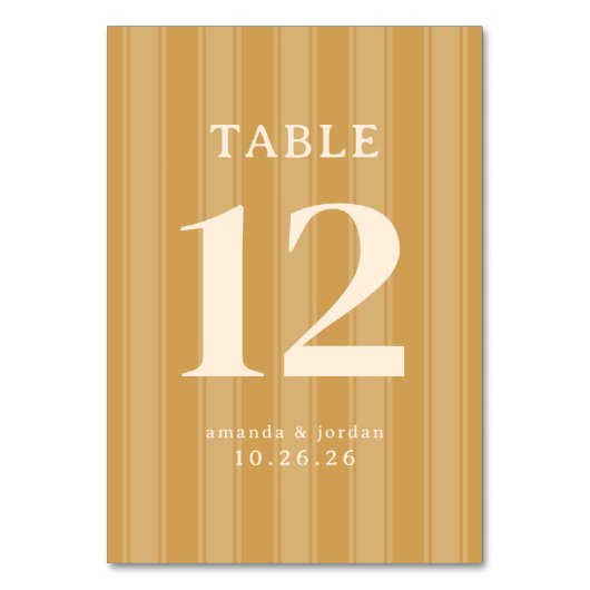Numéro De Table Rayures verticales beige élégantes (Par défaut)