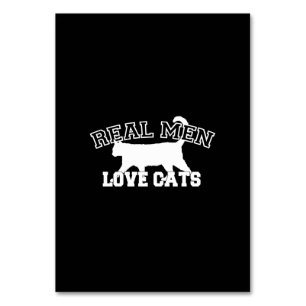 Numéro De Table Real Men Love Cats Design graphique sur Décor Noir