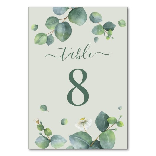 Numéro De Table Réception de mariage avec verdure d'eucalyptus (Par défaut)