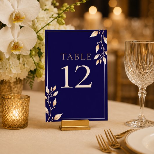 Numéro De Table Réception de mariage botanique élégante avec marin