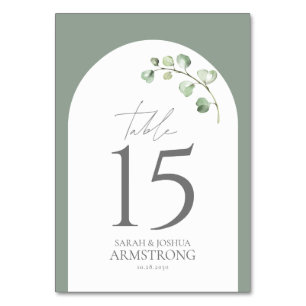 Numéro De Table Réception de mariage botanique moderne Sage Green