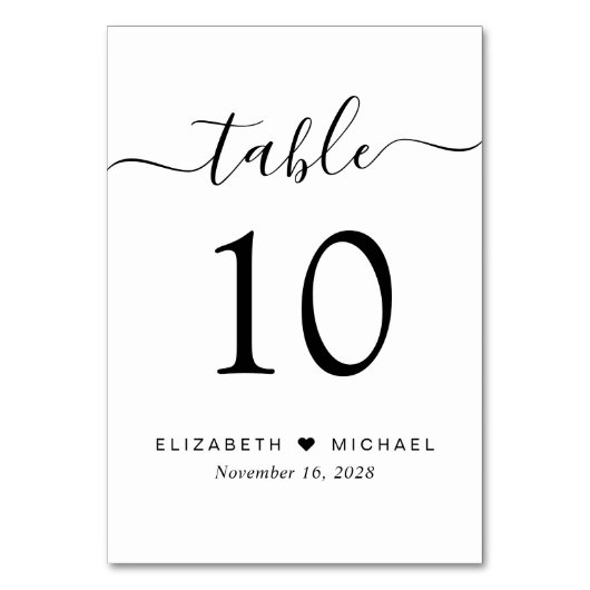 Numéro De Table Réception de mariage Chic Script (Par défaut)