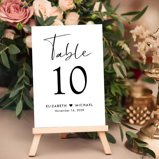 Numéro De Table Réception de mariage Chic Script