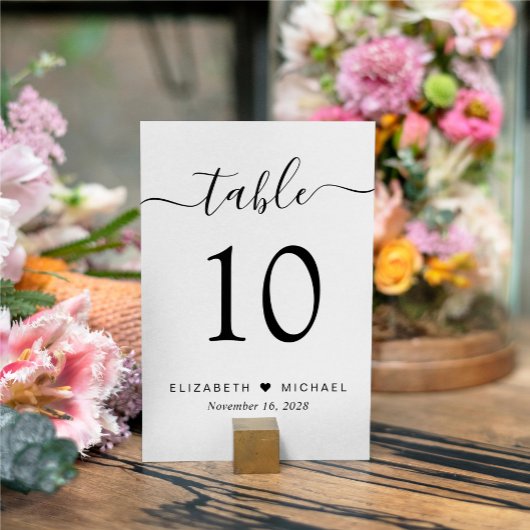 Numéro De Table Réception de mariage Chic Script