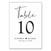 Numéro De Table Réception de mariage Chic Script (Dos)