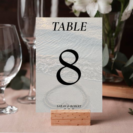 Numéro De Table Réception De Mariage De Coeur De Sable De Plage