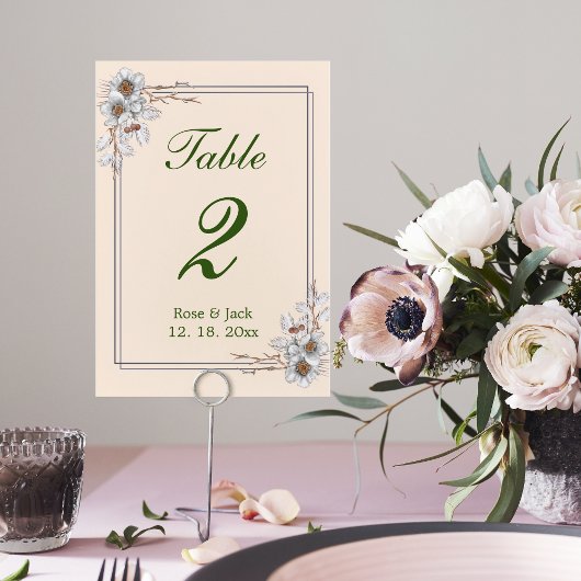 Numéro De Table Réception De Mariage D'Hiver Simple Et Esthétique