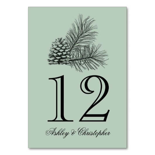 Numéro De Table Réception de mariage du cône de pin rustique Numér (Dos)