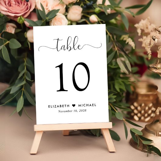 Numéro De Table Réception de mariage écriture stylée