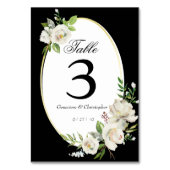 Numéro De Table Réception de mariage élégant boho à fleurs noires (Dos)