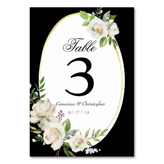 Numéro De Table Réception de mariage élégant boho à fleurs noires (Par défaut)