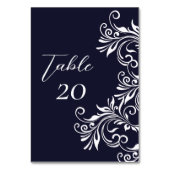 Numéro De Table Réception de mariage élégante bleu marine et blanc (Dos)