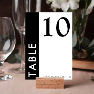 Numéro De Table Réception de mariage en bande latérale noire et bl