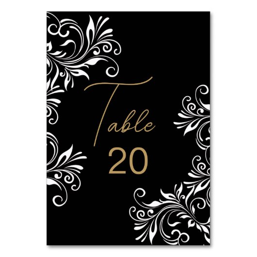Numéro De Table Réception de mariage en or et noir (Dos)