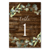 Numéro De Table Réception de mariage Eucalyptus Verdure Bois rusti (Dos)