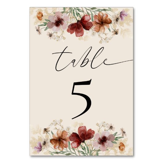 Numéro De Table Réception de mariage Fleur sauvage Boho (Par défaut)