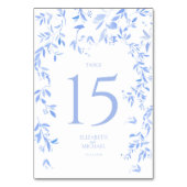 Numéro De Table Réception de mariage floral bleu français (Dos)